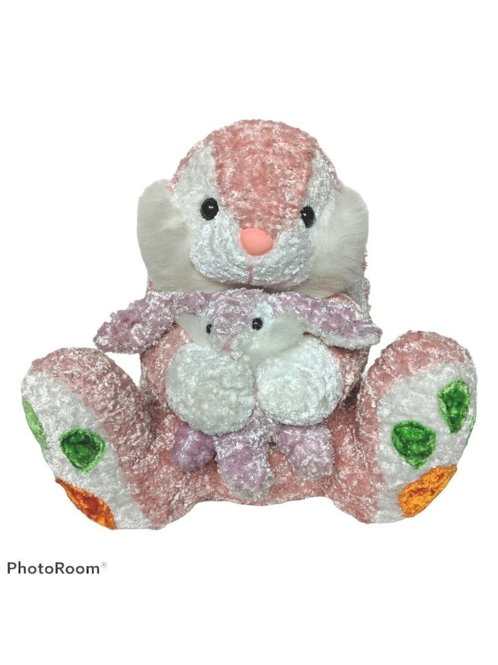Easter Bunny Pink White Plush 11.5 Inch